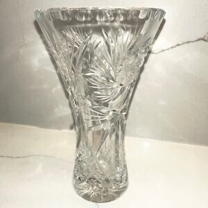 Vintage Crystal Flower Vase, English, Cut Glass, Bouquet, Sleeve